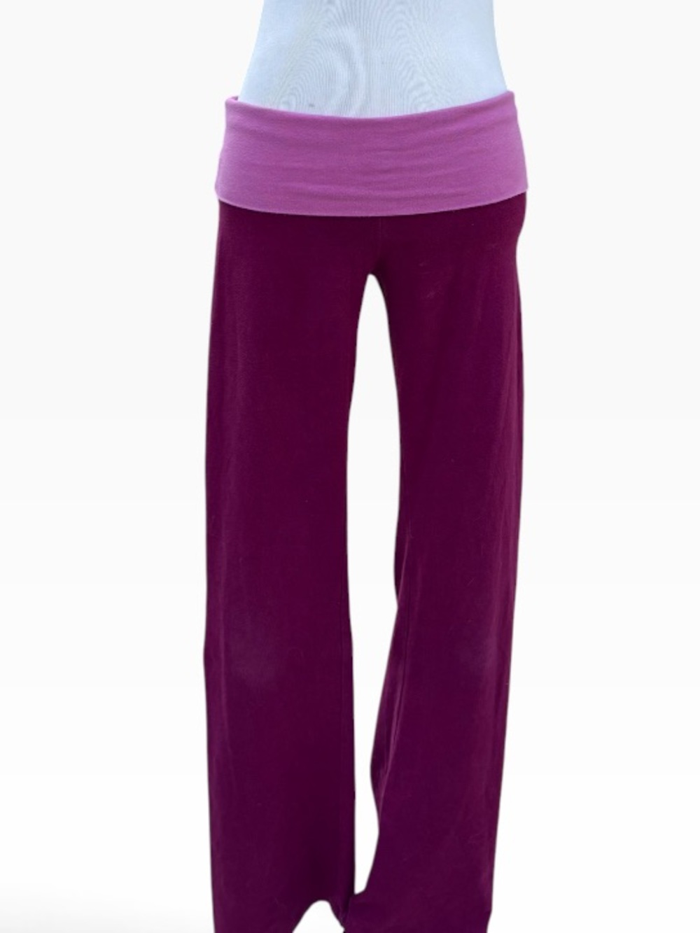 Y2K Moda International Wide-Leg Lounge Pants in Plum with Pink Waistband